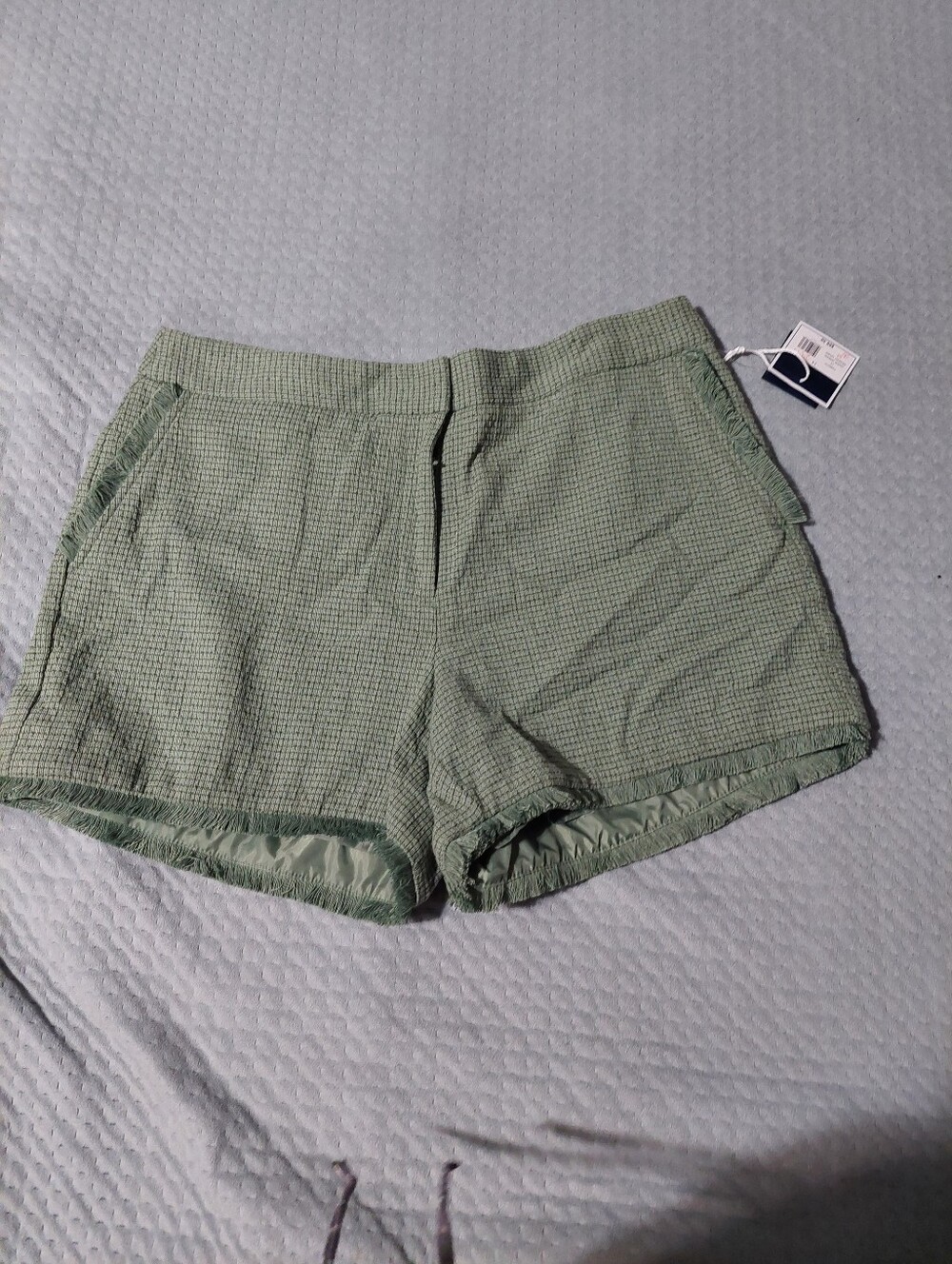 Kaari Blue Olive Green Textured Athletic Shorts